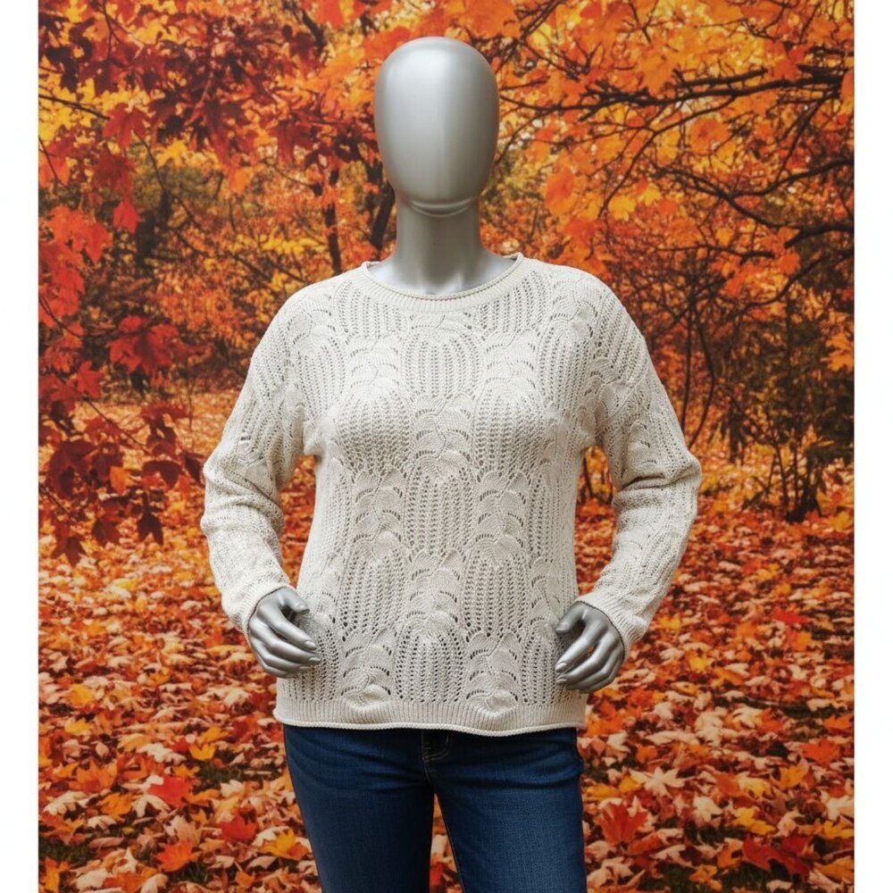 Cozy Casual Womens Pumpkin Sweater 2X/3X Cream Color